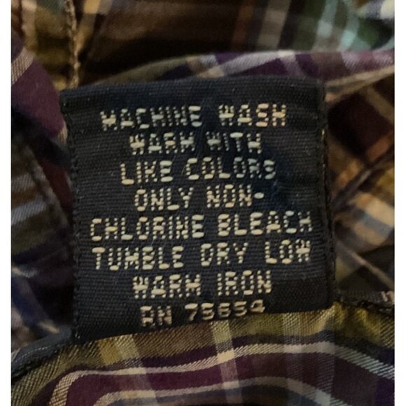 Abercrombie & Fitch Plaid Long Sleeve Button-Up Shirt  Purple & Green Medium Fit - Picture 7 of 9